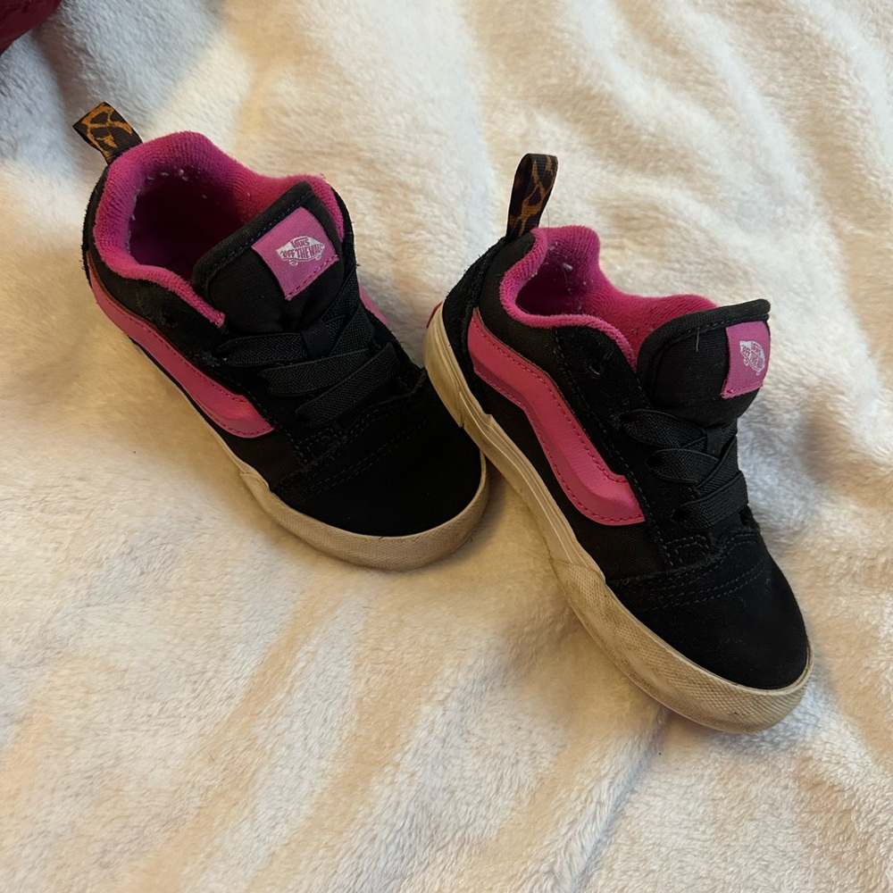Kids Black and Pink Vans Sneakers